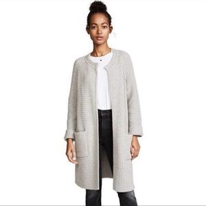 Madewell Wafflestitch Sweater-Coat Gray Open Front Knit Size XS